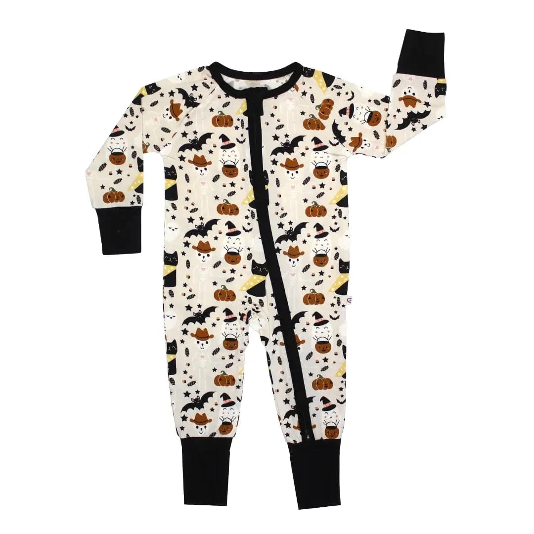 Spooky Cute Beige Halloween Bamboo Convertible Romper Pajamas 3 Spooky Cute Beige Halloween Bamboo Convertible Romper Pajamas