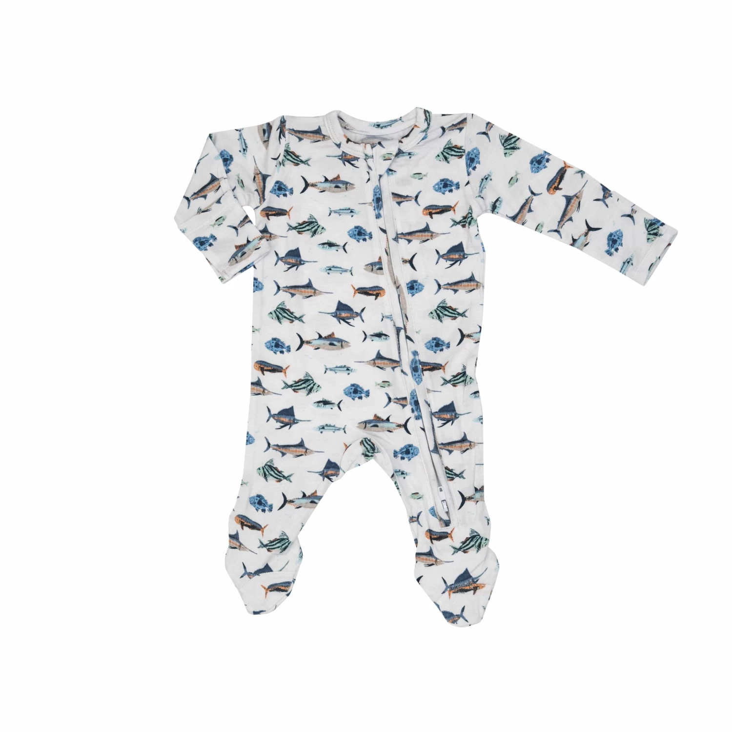 Tropical Ocean Fish 2-Way Zipper Footie 3 Tropical Ocean Fish 2-Way Zipper Footie