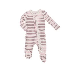 Foxglove & Sugar Swizzle Ribbed Ruffle 2-Way Zipper Footie
