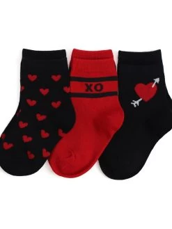 Black & Red XO Midi Sock 3-pack