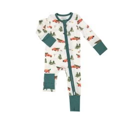 Vintage Red Truck 2-Way Zipper Romper