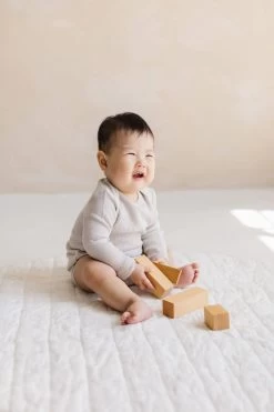 Waffle Long Sleeve Bodysuit - Silver Birch -Baby Product Shop waffle long sleeve bodysuit silver birch loulou lollipop lil tulips 29968654172278