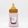 Hevea Powder Pink Wide Neck Baby Glass Bottle With Sleeve (150ML/5oz) 1 Hevea Powder Pink Wide Neck Baby Glass Bottle With Sleeve (150ML/5oz) -Baby Product Shop wide neck baby glass bottle with sleeve 150ml 5oz powder pink hevea hevea lil tulips 31004265119862