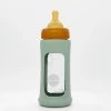 Hevea Wide Neck Baby Glass Bottle With Sleeve (250ML/8.5oz) - Seafoam Blue