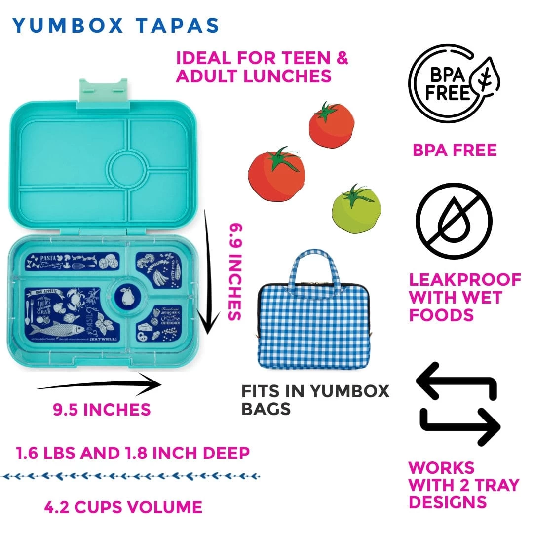 Yumbox Tapas Groovy Antibes Blue 4C Tray - Largest Size 6 Yumbox Tapas Groovy Antibes Blue 4C Tray - Largest Size - Image 4
