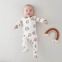 Zippered Footie In Coffee Rainbow -Baby Product Shop zippered footie in coffee rainbow kyte baby lil tulips 30601372631158