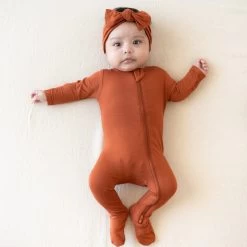 Zippered Footie In Rust 9 Zippered Footie In Rust -Baby Product Shop zippered footie in rust kyte baby lil tulips 29974973939830