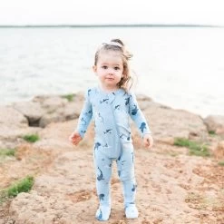 Zippered Footie In Stream Shark 9 Zippered Footie In Stream Shark -Baby Product Shop zippered footie in stream shark kyte baby lil tulips 30601306013814